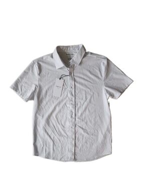 Kenneth Cole White Short Sleeve Button-Down Shirt Size Medium